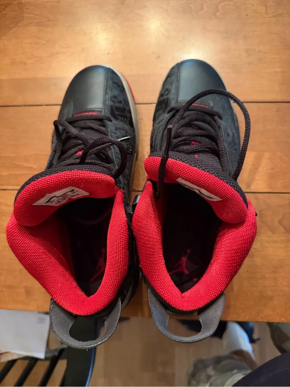 Jordan Black and Red Men's High-Top Athletic Sneakers